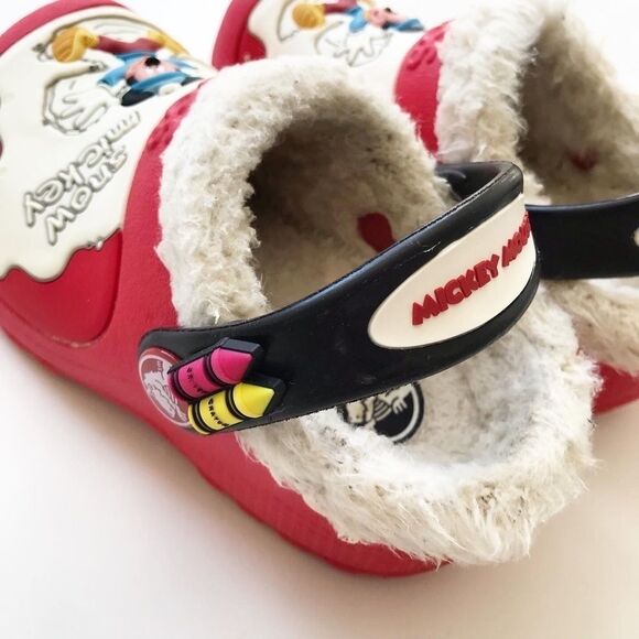 Crocs Mickey fuzzy lined clog sandal VGUC size 5/6 - Picture 6 of 8
